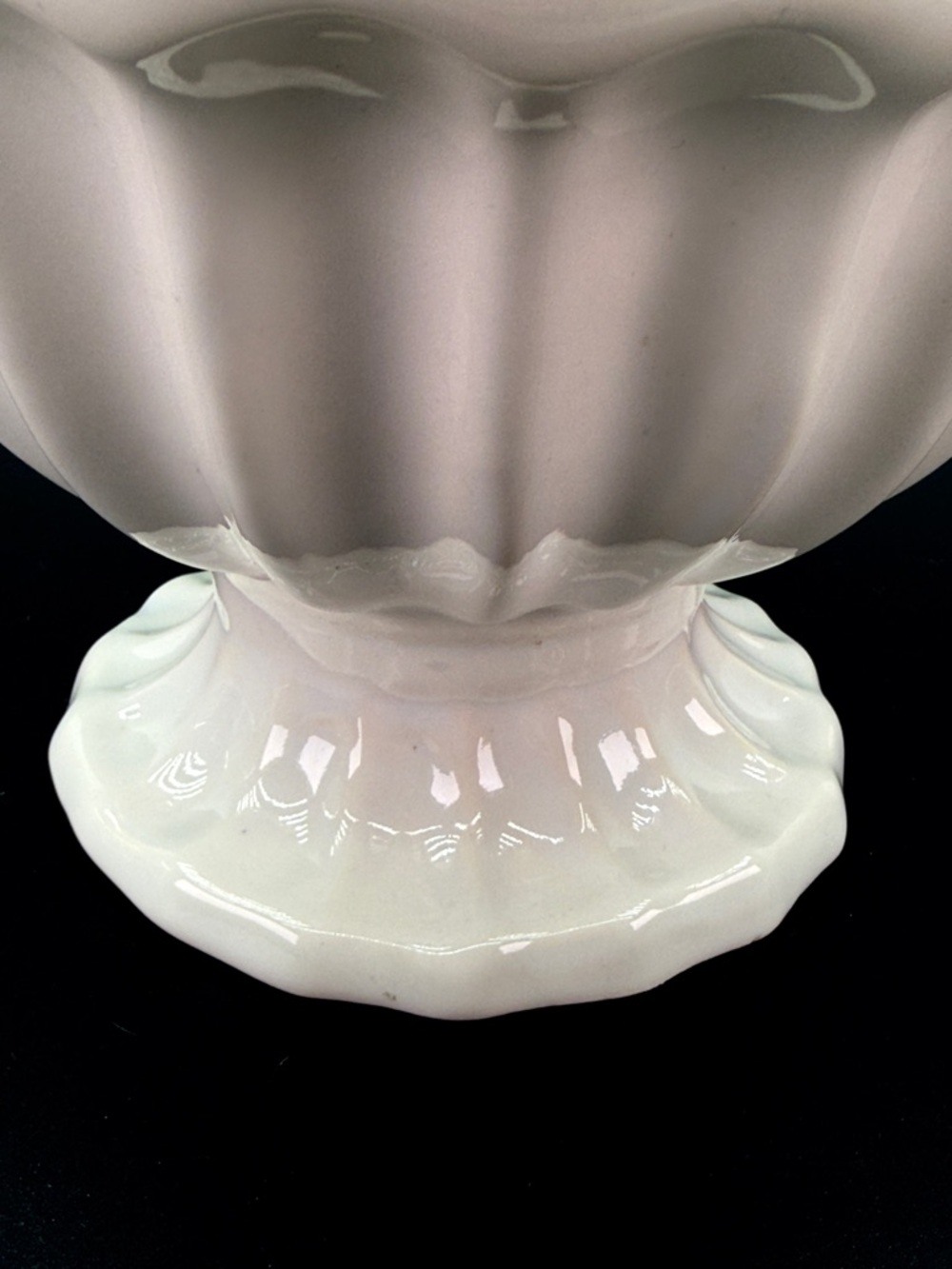 Vintage White Ironstone Ceramic Scalloped Pedestal Bowl Compote - Picture 6 of 7